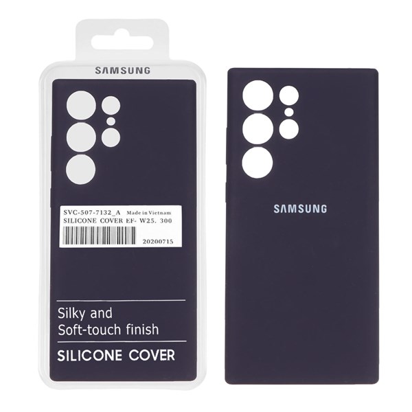 قاب سیلیکونی پاک کنی اورجینال درجه یک Samsung Galaxy S23 Ultra - بادمجانی (پک دار)
