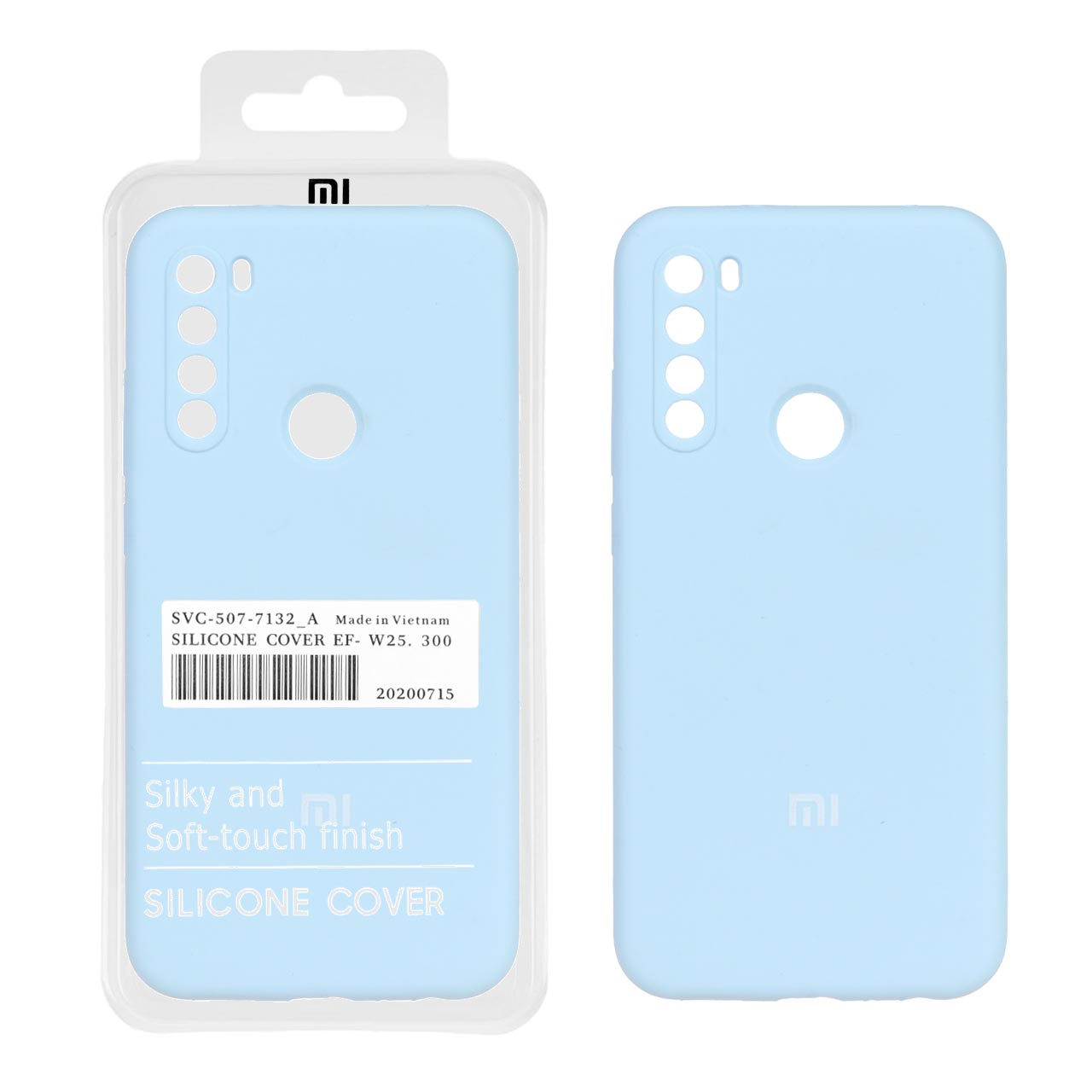 قاب سیلیکونی پاک کنی اورجینال درجه یک Xiaomi Redmi Note 8 - آبی آسمانی (پک دار)