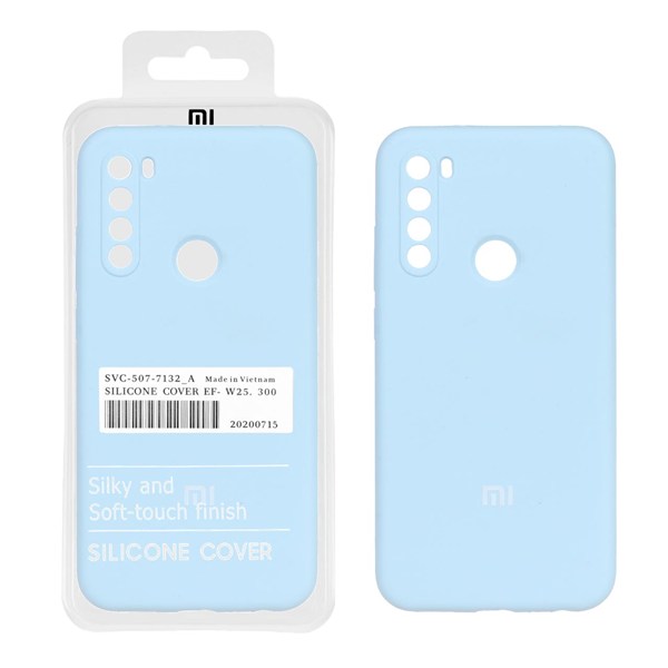 قاب سیلیکونی پاک کنی اورجینال درجه یک Xiaomi Redmi Note 8 - آبی آسمانی (پک دار)