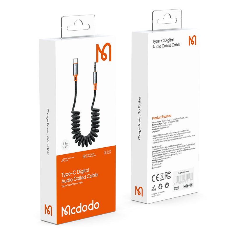 کابل تبدیل Type-C به AUX مک دودو CA-090 طول 1.8 متر