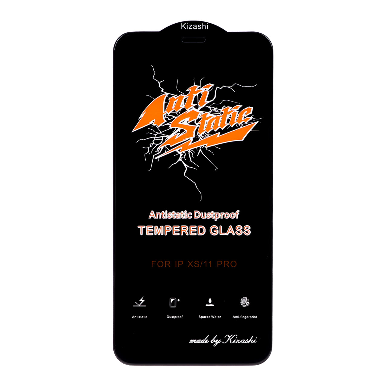 محافظ صفحه نمایش شیشه ای Iphone X / XS / 11 Pro - Full Cover Anti Static Kizashi (بدون پک) - مشکی