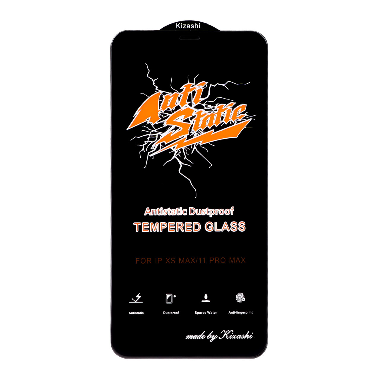 محافظ صفحه نمایش شیشه ای Iphone X Max / XS Max / 11 Pro Max - Full Cover Anti Static Kizashi (بدون پک) - مشکی