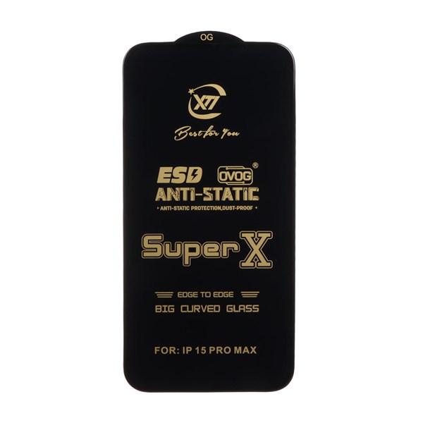 محافظ صفحه نمایش آنتی استاتیک iPhone 15 Pro Max - Full Cover Super X - مشکی (بدون پک)
