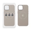 قاب سیلیکونی اورجینال Magsafe با ست محافظ لنز رینگی Apple iPhone 13 / iPhone 14 - خاکی (پک دار)