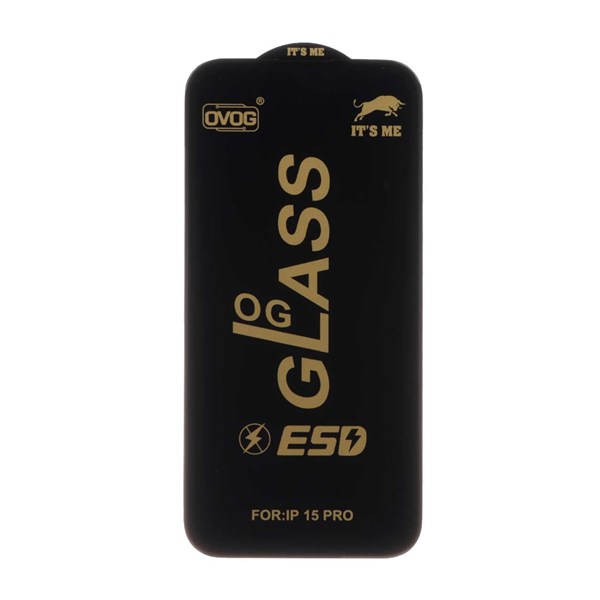 محافظ صفحه نمایش شیشه ای درجه یک Iphone 15 Pro  - Full Cover OG - ESD OVOG
