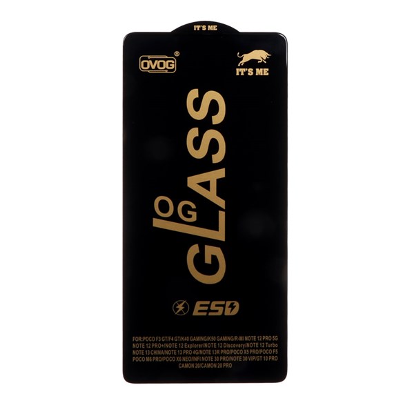 محافظ صفحه نمایش شیشه ای درجه یک Xiaomi Redmi Note 13 Pro 4G / Note 14S / Poco M6 Pro 4G - Full Cover OG - ESD OVOG