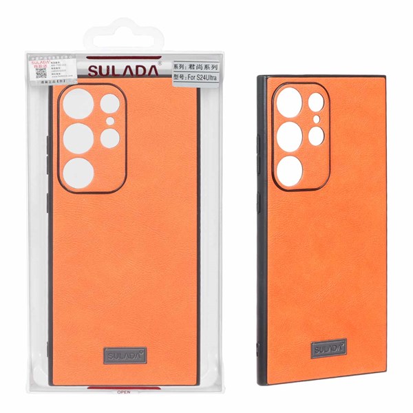 قاب اورجینال Sulada چرمی Samsung Galaxy S24 Ultra - نارنجی (پک دار)