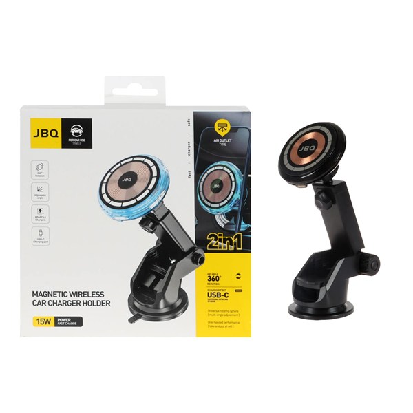 شارژر وایرلس و هولدر گوشی موبایل مگنتی JBQ مدل HLC-525 - مشکی