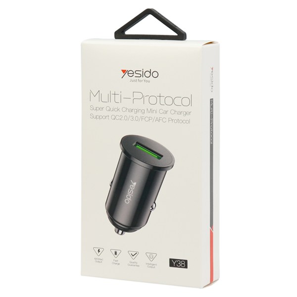 شارژر فندکی فست شارژ Yesido Y38 4A QC3.0 20W