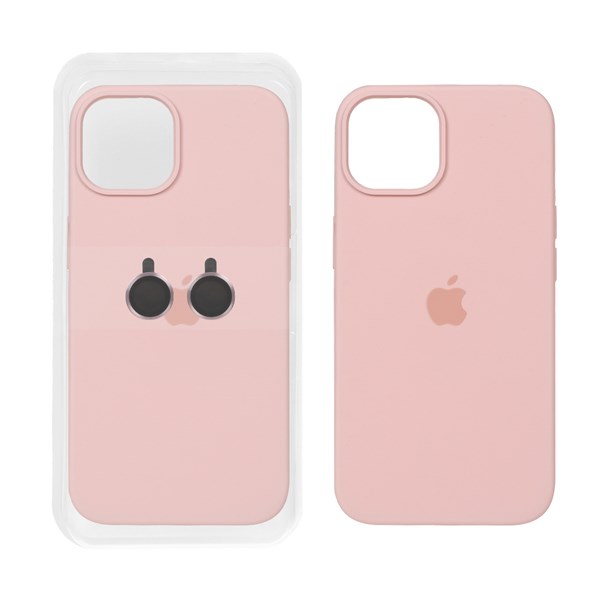 قاب سیلیکونی اورجینال با ست محافظ لنز رینگی Apple iPhone 13 / iPhone 14 - کالباسی (پک دار)