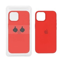 قاب سیلیکونی اورجینال با ست محافظ لنز رینگی Apple iPhone 13 / iPhone 14 - قرمز (پک دار)