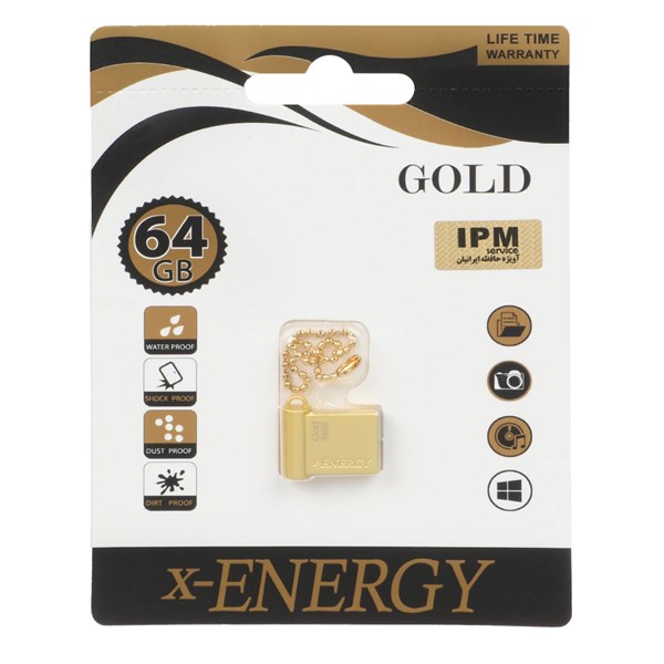 X-ENERGY Gold USB2.0 Flash Memory-64GB (گارانتی مادام العمر IPM)