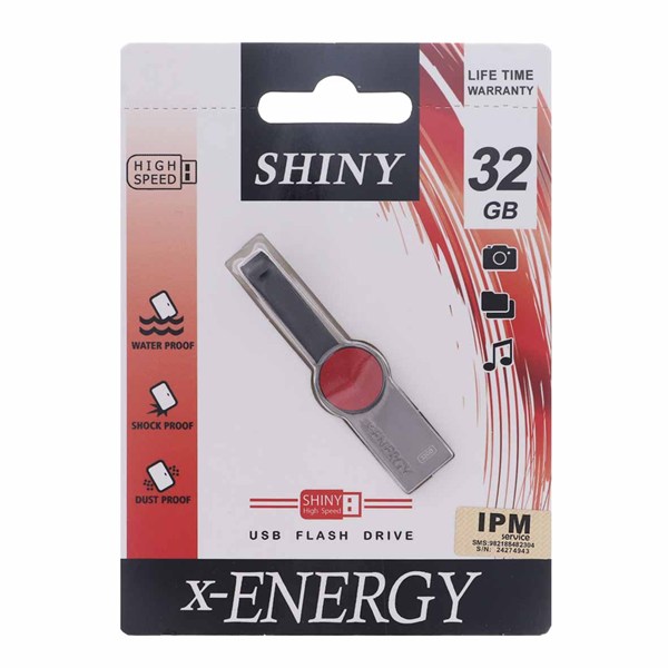 فلش مموری X-ENERGY USB2.0 مدل Shiny ظرفیت 32GB - قرمز (گارانتی مادام العمر IPM)