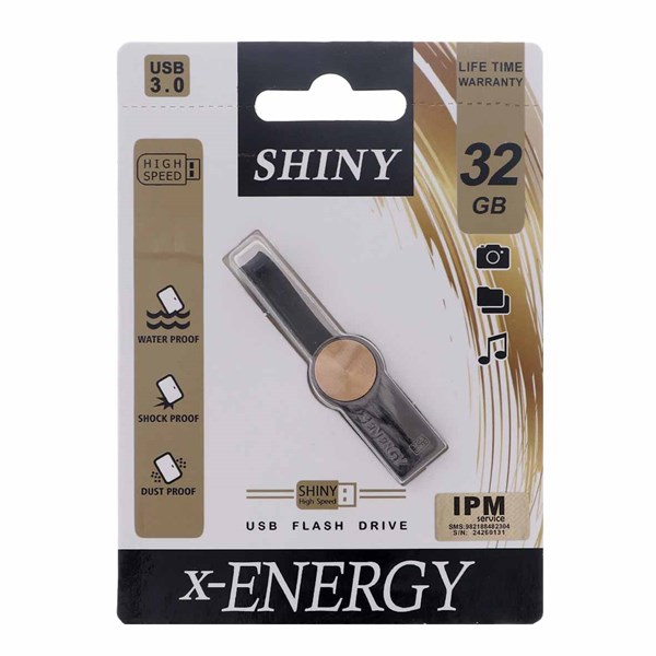 X-ENERGY Shiny USB3.0 Flash Memory-32GB طلایی (گارانتی مادام العمر IPM)