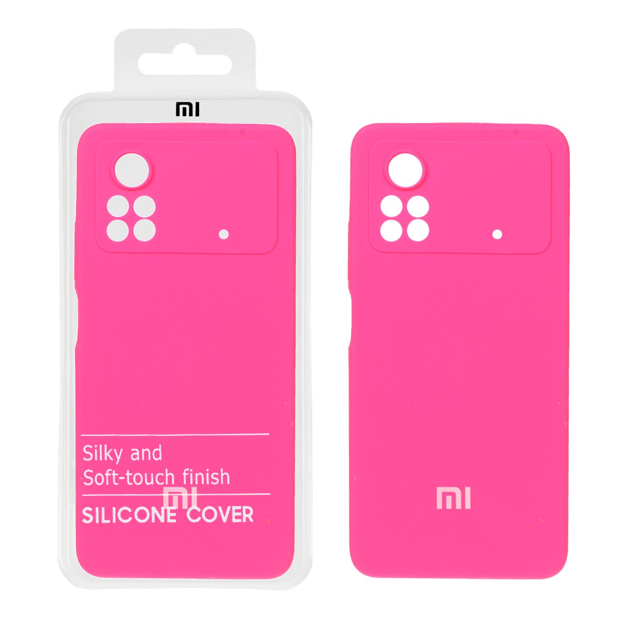 قاب سیلیکونی پاک کنی محافظ لنزدار اورجینال Xiaomi Poco X4 Pro 5G - سرخابی (پک اصلی)