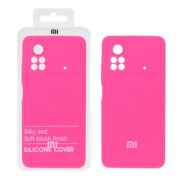 قاب سیلیکونی پاک کنی محافظ لنزدار اورجینال Xiaomi Poco X4 Pro 5G - سرخابی (پک اصلی)