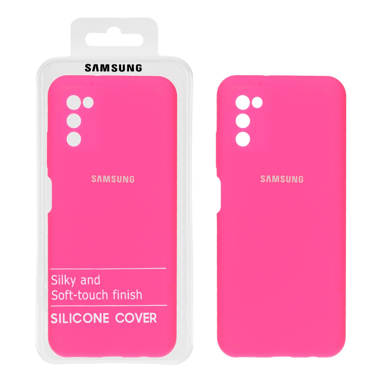 قاب سیلیکونی پاک کنی محافظ لنزدار اورجینال Samsung Galaxy A03s / A02s - سرخابی (پک اصلی)