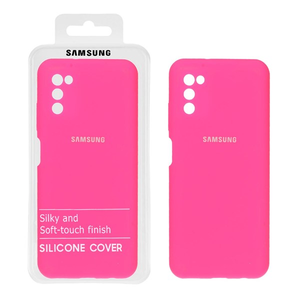 قاب سیلیکونی پاک کنی محافظ لنزدار اورجینال Samsung Galaxy A03s / A02s - سرخابی (پک اصلی)