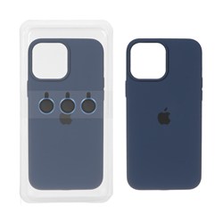 قاب سیلیکونی اورجینال با ست محافظ لنز رینگی Apple iPhone 13 Pro Max - سرمه ای (پک دار)