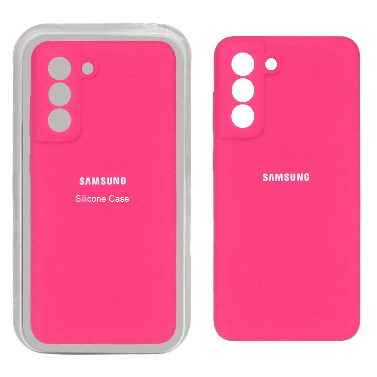 قاب سیلیکونی پاک کنی محافظ لنزدار اورجینال Samsung Galaxy S21 FE - صورتی فانتزی (پک اصلی)