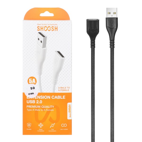 کابل افزایش طول 50 سانتی Shoosh USB2.0 مدل SH501 - مشکی - SMO