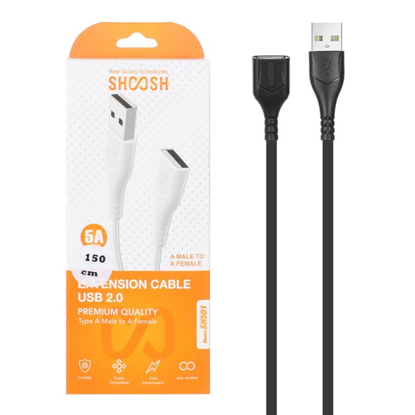 کابل افزایش طول 1.5 متری Shoosh USB2.0 مدل SH501 - مشکی - SMO
