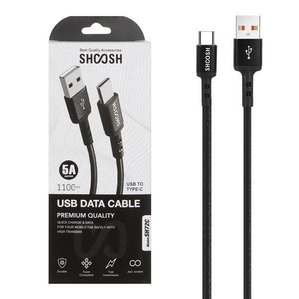 کابل شارژ 1.1 متری فست Shoosh Type-C مدل SH72C - مشکی - SMO