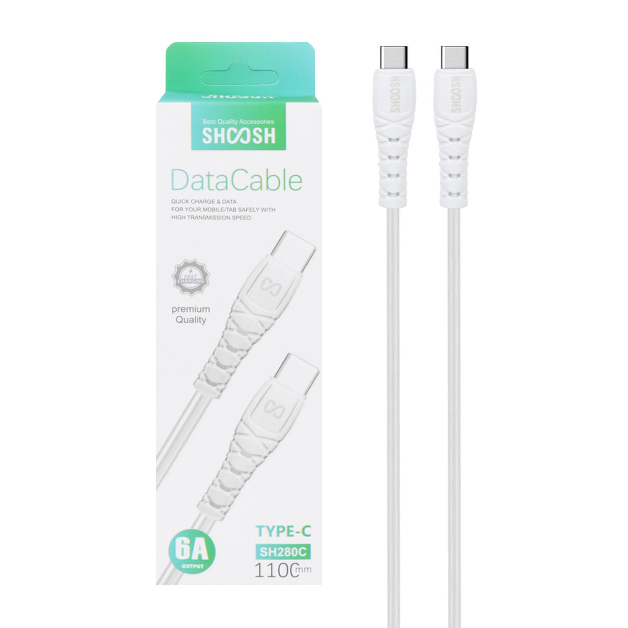 کابل شارژ 1.1 متری فست Shoosh Type-C to Type-C مدل SH280C - سفید - SMO