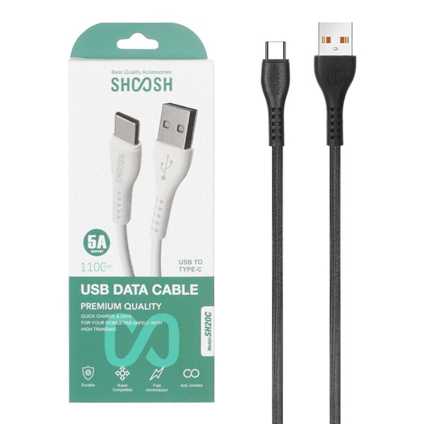 کابل شارژ 1.1 متری فست Shoosh Type-C مدل SH20C - مشکی - SMO