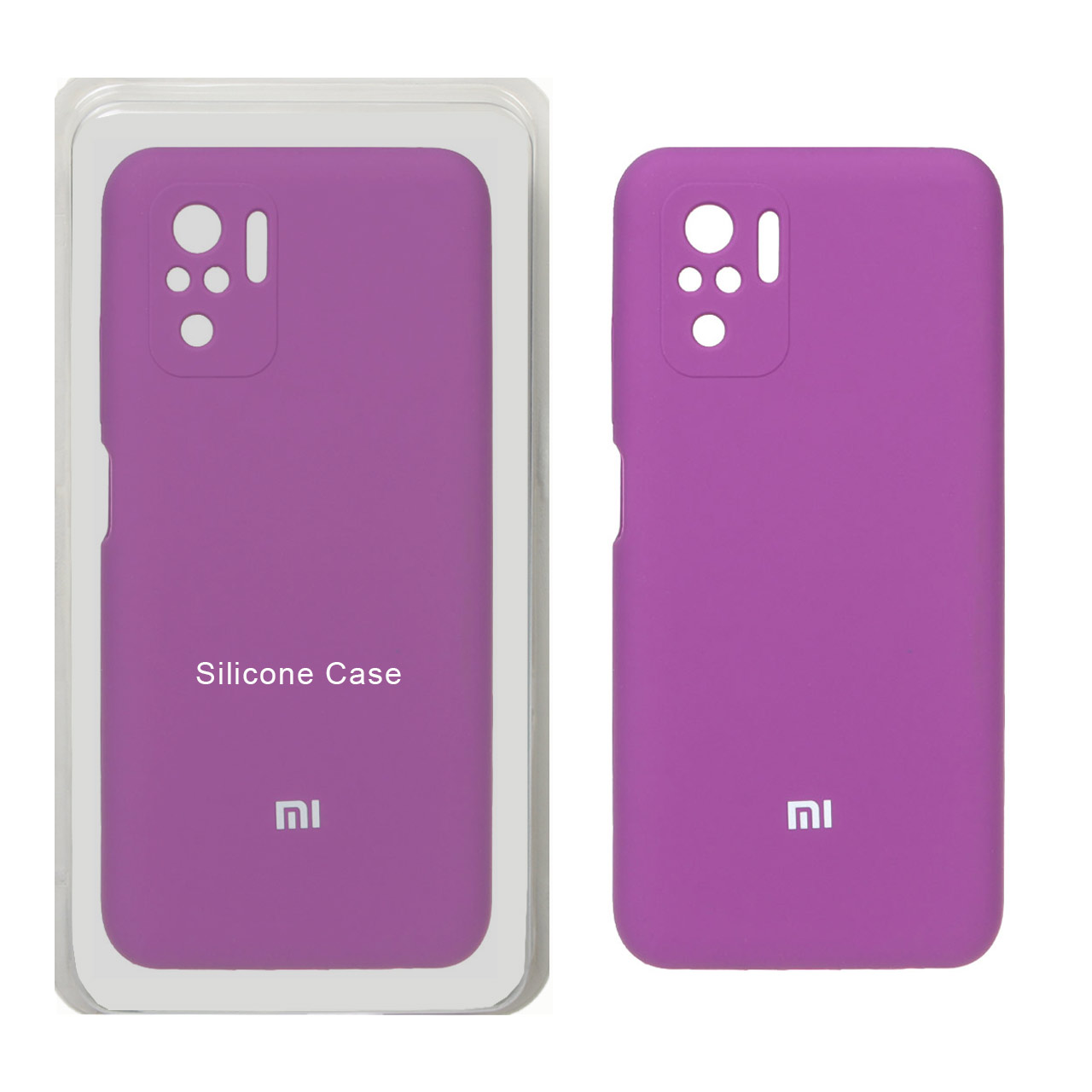 قاب سیلیکونی پاک کنی محافظ لنزدار اورجینال Xiaomi Redmi Note 10 4G / Redmi Note 10S / Poco M5S - ارغوانی (پک اصلی)