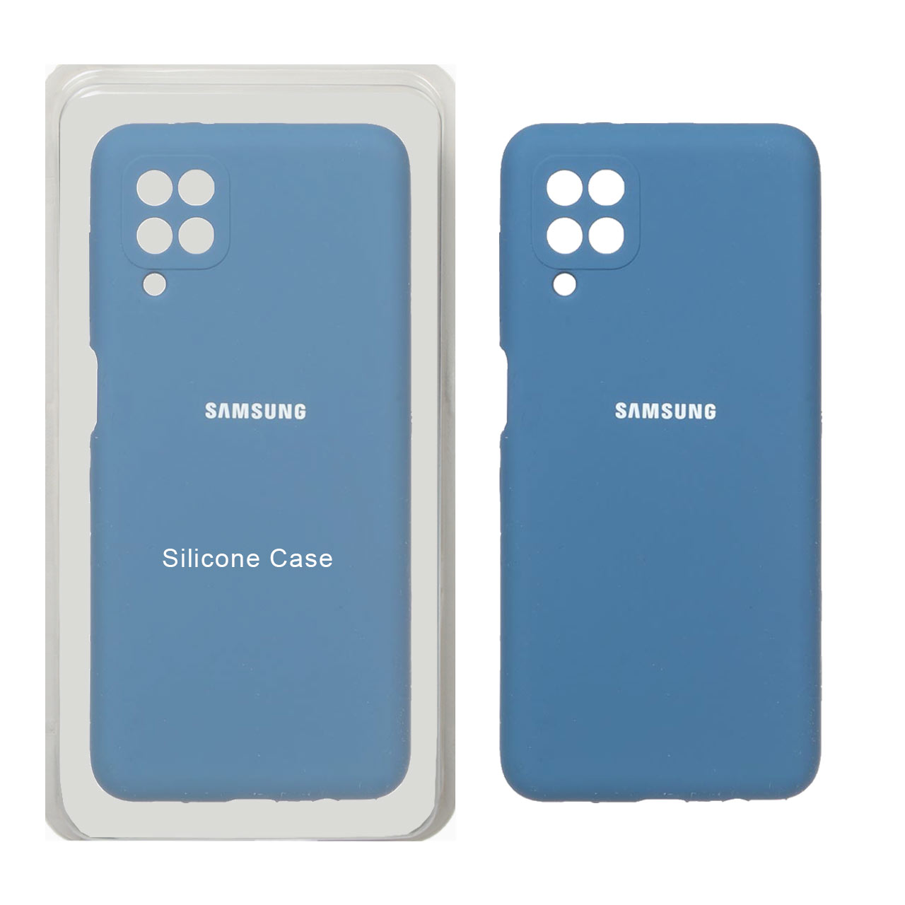 قاب سیلیکونی پاک کنی محافظ لنزدار اورجینال Samsung Galaxy A12 / M12 / F12 - آبی تیره (پک اصلی)