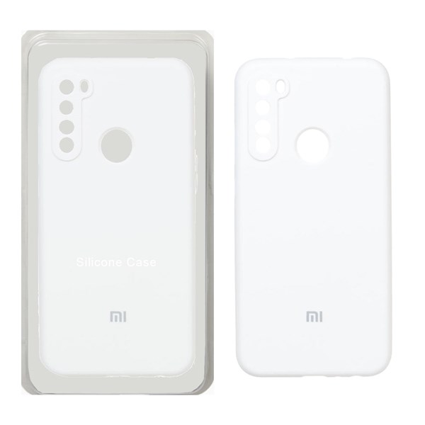 قاب سیلیکونی پاک کنی محافظ لنزدار اورجینال Xiaomi Redmi Note 8 - سفید (پک اصلی)