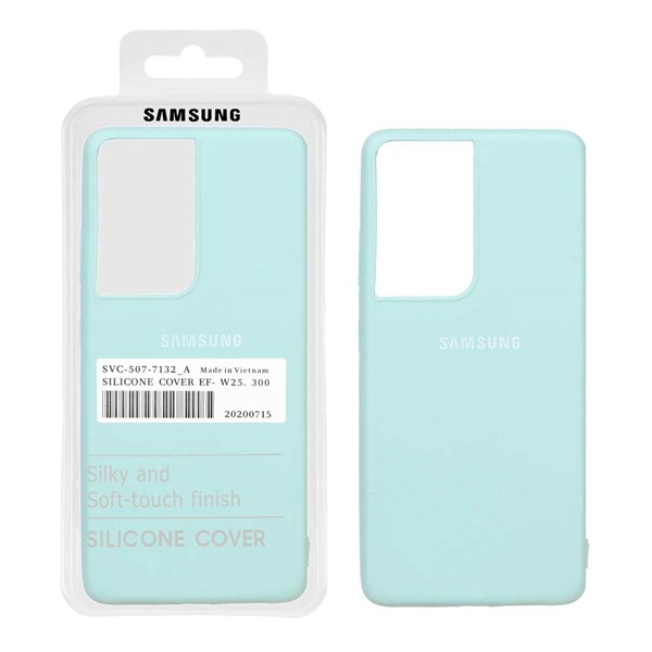 قاب سیلیکونی پاک کنی اورجینال درجه یک Samsung Galaxy S21 Ultra - سبز روشن (پک اصلی)