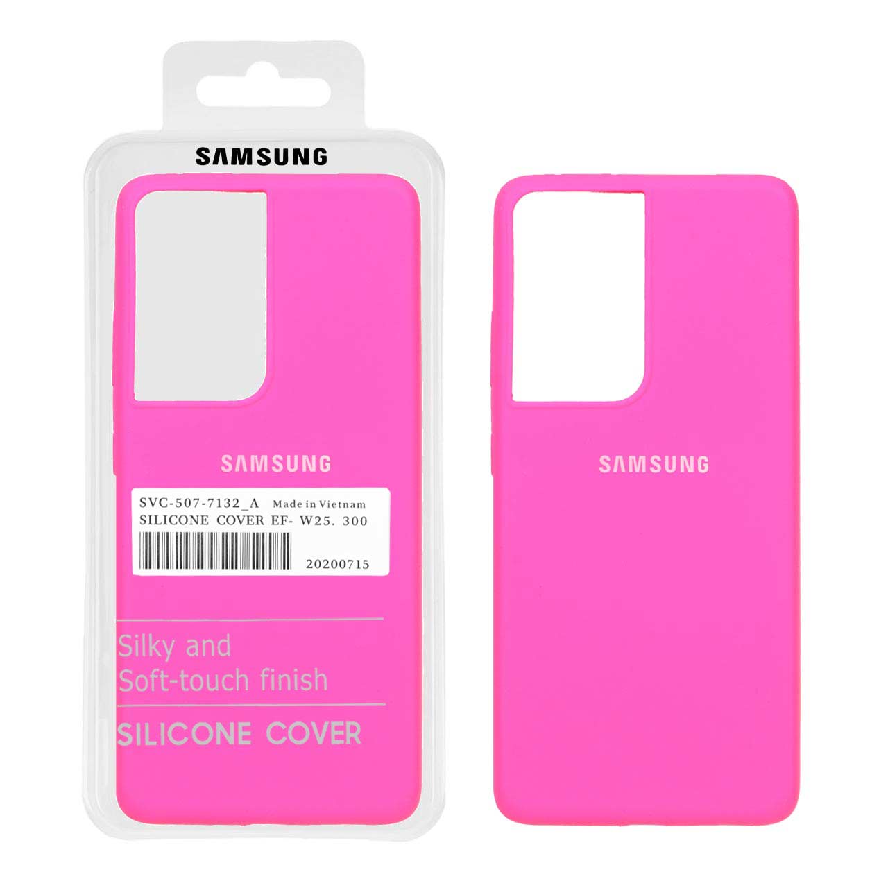 قاب سیلیکونی پاک کنی اورجینال درجه یک Samsung Galaxy S21 Ultra - صورتی فانتزی (پک اصلی)