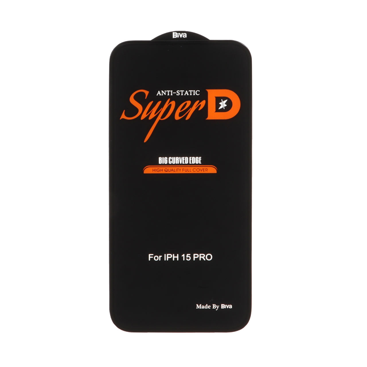 محافظ صفحه نمایش شیشه ای Iphone 15 Pro - Full Cover Super D Biva - مشکی (بدون پک)