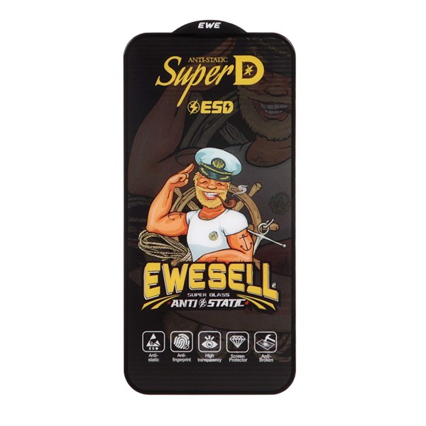 محافظ صفحه نمایش شیشه ای Full Cover Super D Esd Ewesell مدل Apple iPhone 13 / iPhone 13 Pro / iPhone 14 / 16e (بدون پک)