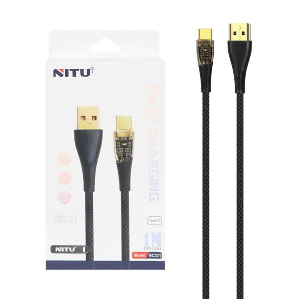 کابل شارژ فست NITU Type-C مدل NC321 - مشکی (گارانتی 18 ماه تعویض نیکان همراه)
