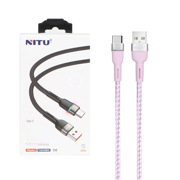 کابل شارژ NITU Type-C مدل NC320 - صورتی (گارانتی 18 ماه تعویض نیکان همراه)