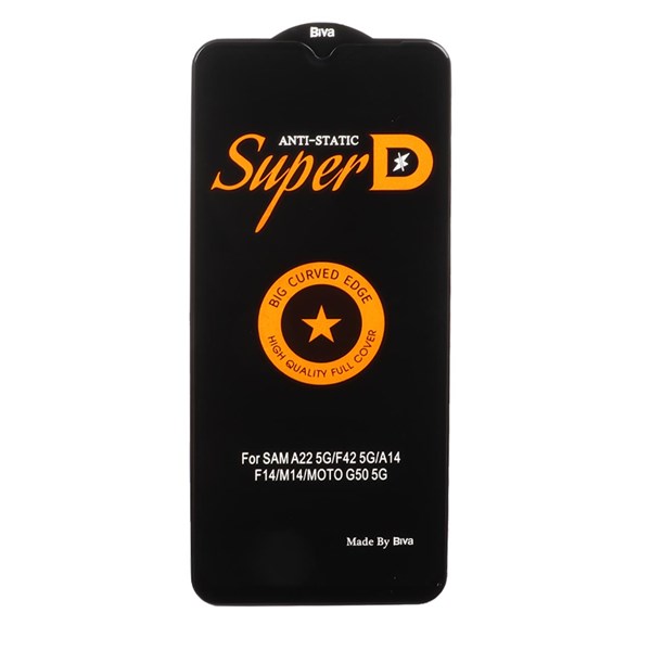 محافظ صفحه نمایش شیشه ای Samsung A14 / M14 / F14 / A22 5G - Full Cover Super D Biva - مشکی (بدون پک)