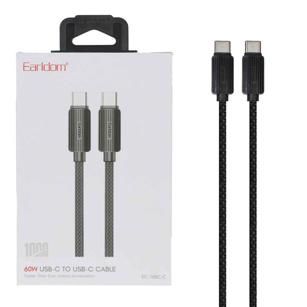 کابل شارژ و دیتا فست کنفی 1 متری Earldom Type-C to Type-C مدل EC-188C-C - مشکی