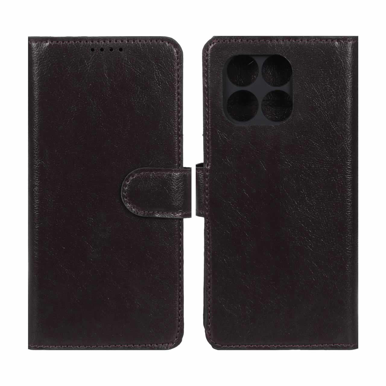 کیف موبایل چرمی مگنتی محافظ لنزدار Xiaomi Poco X6 Pro 5G / Redmi K70E - قهوه ای تیره