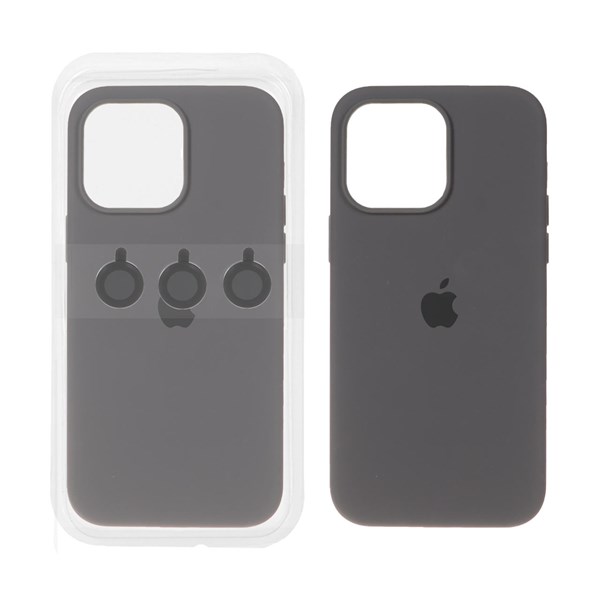 قاب سیلیکونی اورجینال با ست محافظ لنز رینگی Apple iPhone 13 Pro Max - خاکستری کد 1 (پک دار)