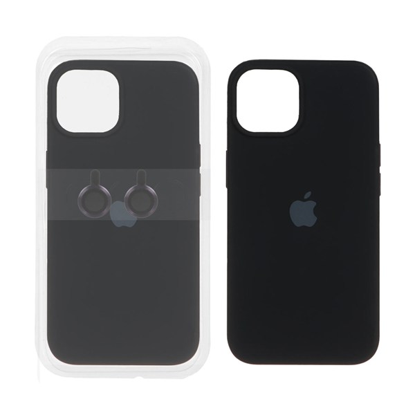 قاب سیلیکونی اورجینال با ست محافظ لنز رینگی Apple iPhone 13 / iPhone 14 - مشکی کد 1 (پک دار)