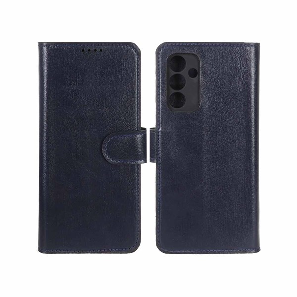 کیف موبایل چرمی مگنتی محافظ لنزدار Samsung Galaxy A15 - سرمه ای