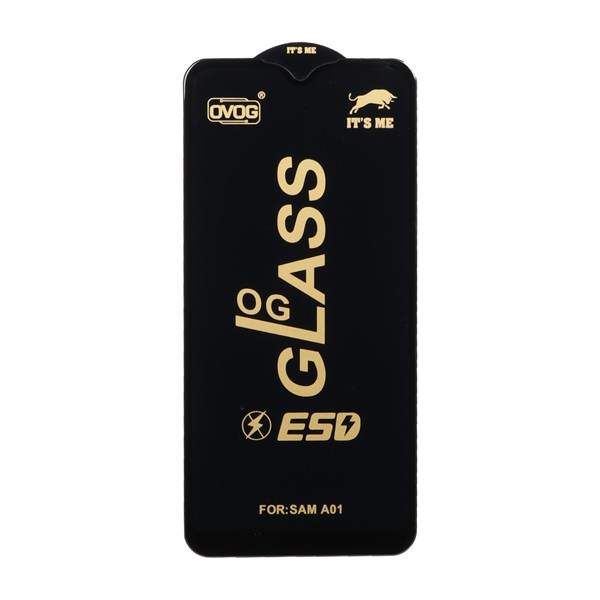 محافظ صفحه نمایش شیشه ای درجه یک Full Cover OG - ESD OVOG مدل Samsung Galaxy A01 / M01 - مشکی (بدون پک)