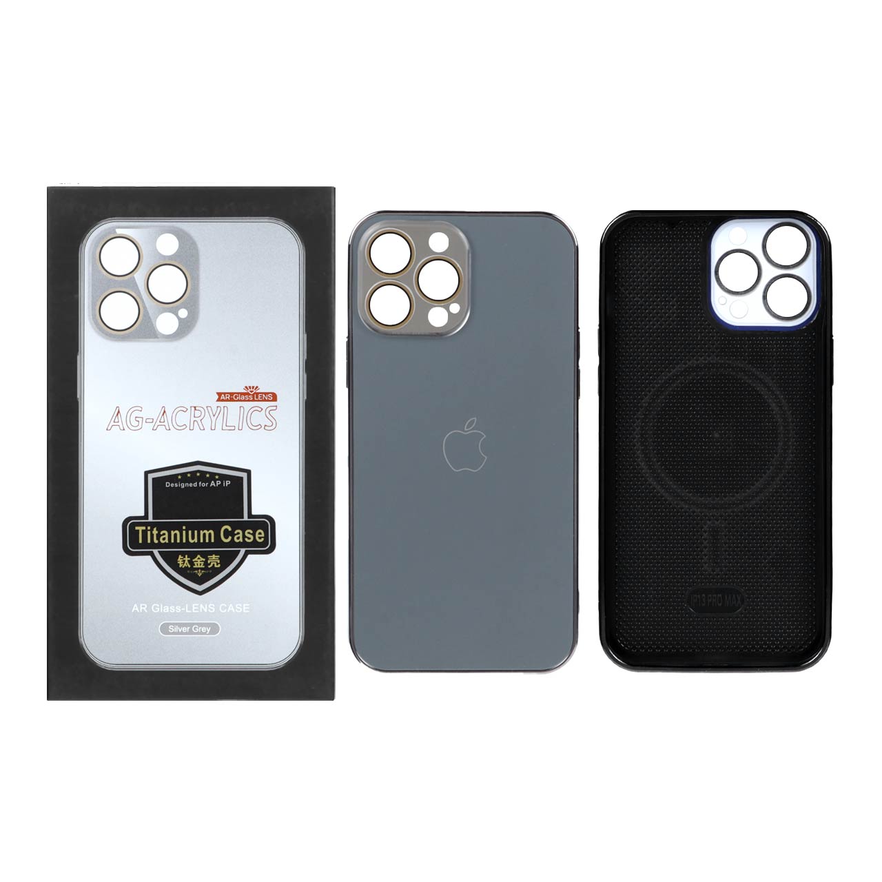 قاب AG ACRYLICS محافظ لنز گلس Magsafe مدل Apple iPhone 13 Pro Max - خاکستری (پک دار)