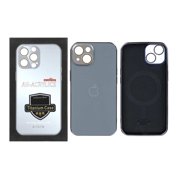 قاب AG ACRYLICS محافظ لنز گلس Magsafe مدل Apple iPhone 13 / iPhone 14 - خاکستری (پک دار)