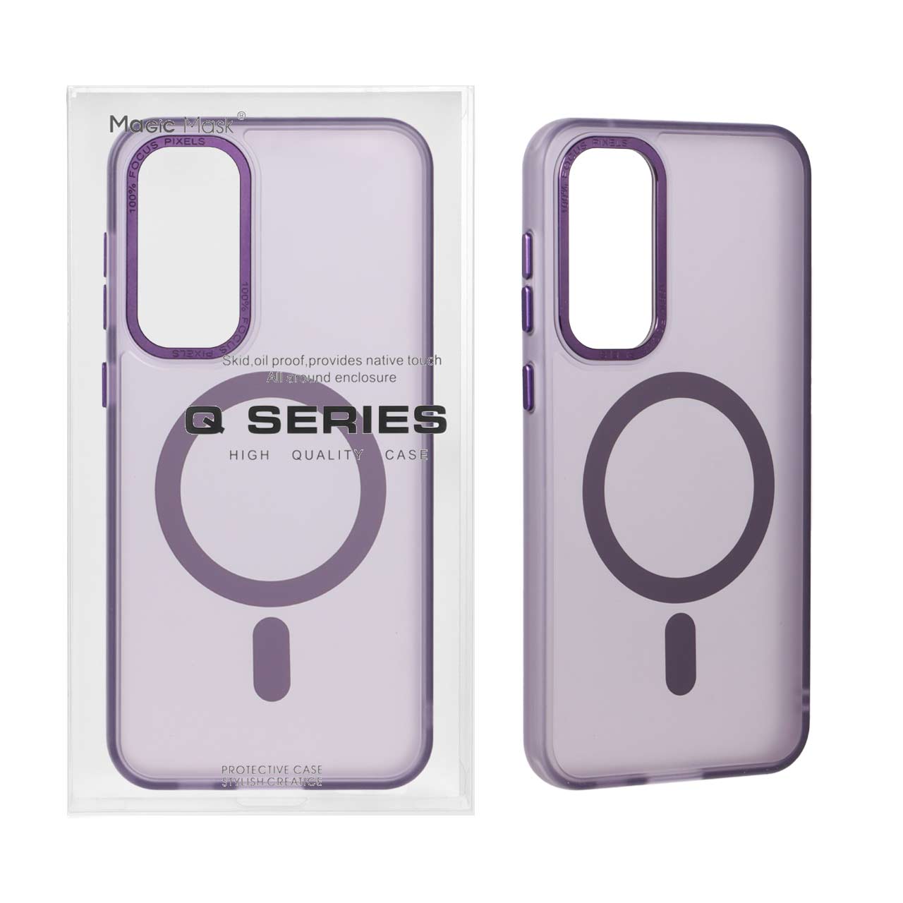 قاب Focus Pixels لنز آلومینیومی مات Magsafe مدل Samsung Galaxy S23 FE - بنفش (پک دار)