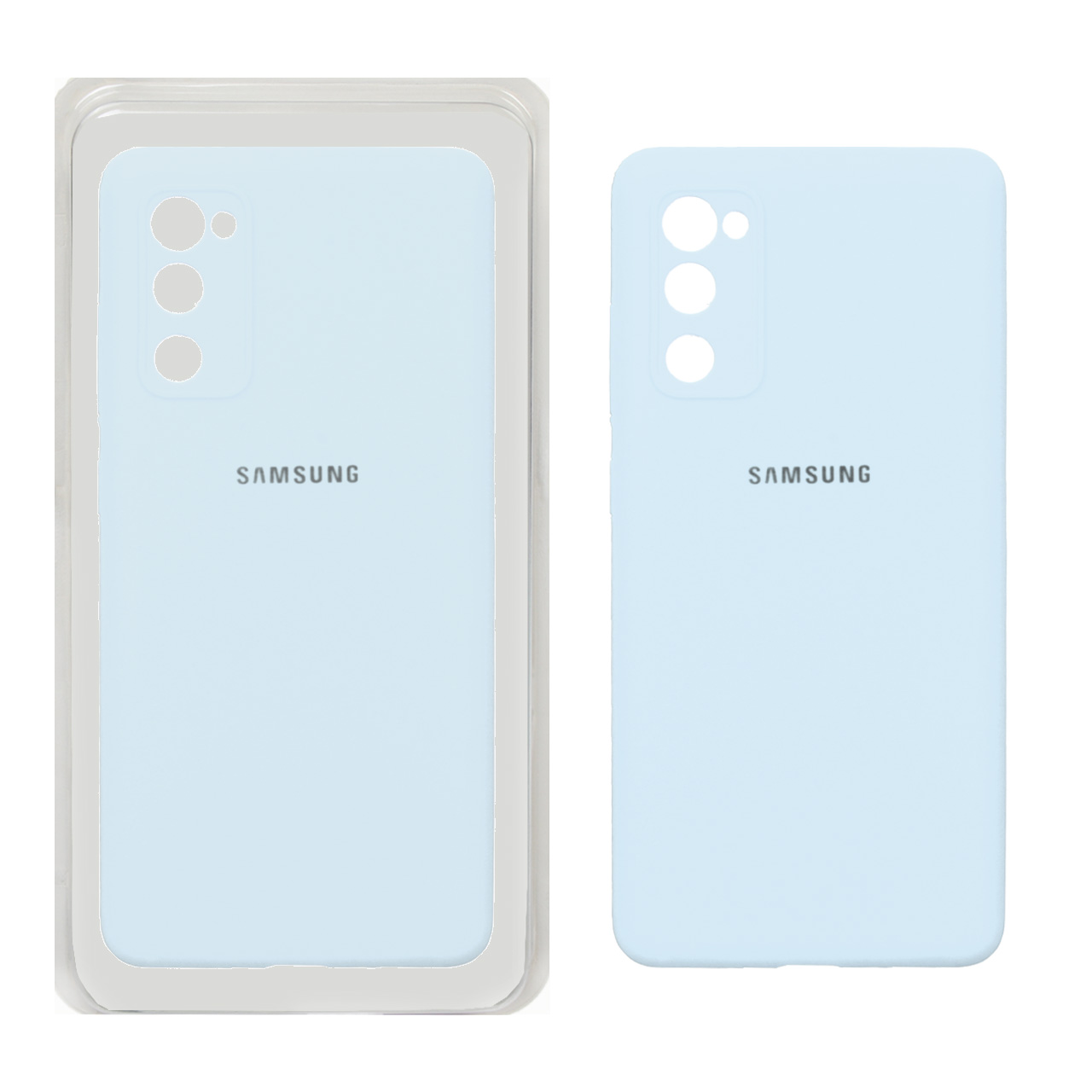 قاب سیلیکونی پاک کنی محافظ لنزدار اورجینال Samsung Galaxy S20 FE - آبی کبریتی (پک اصلی)