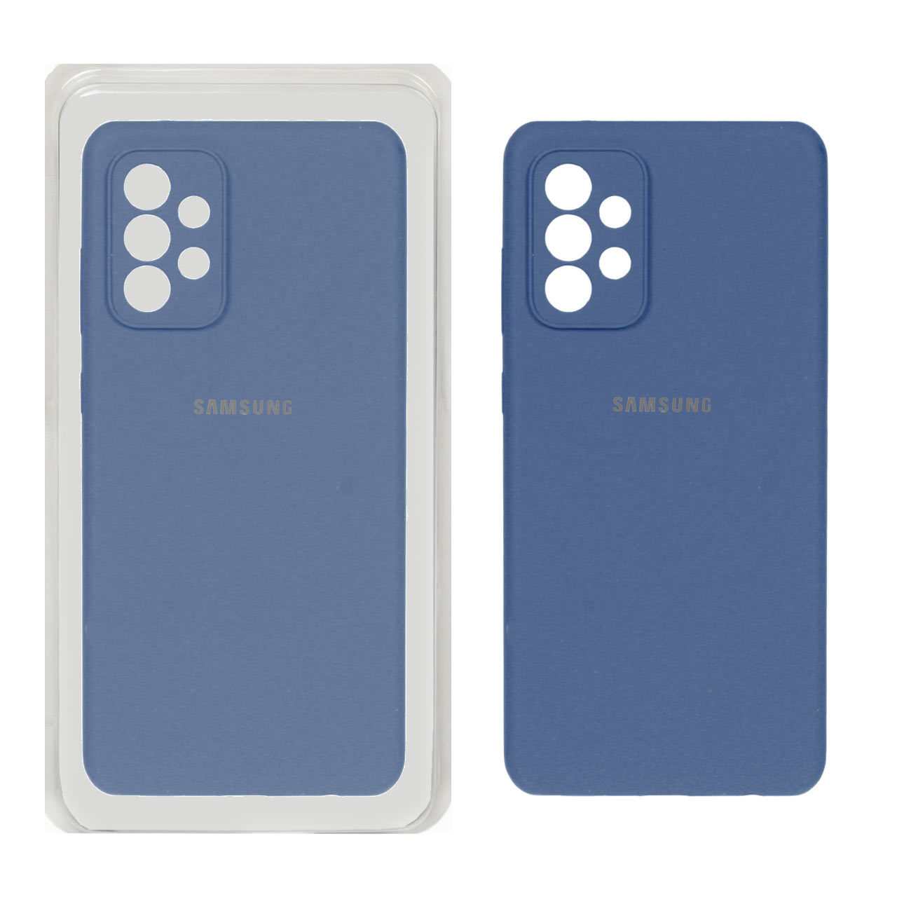 قاب سیلیکونی پاک کنی محافظ لنزدار اورجینال Samsung Galaxy A72 - آبی تیره (پک اصلی)